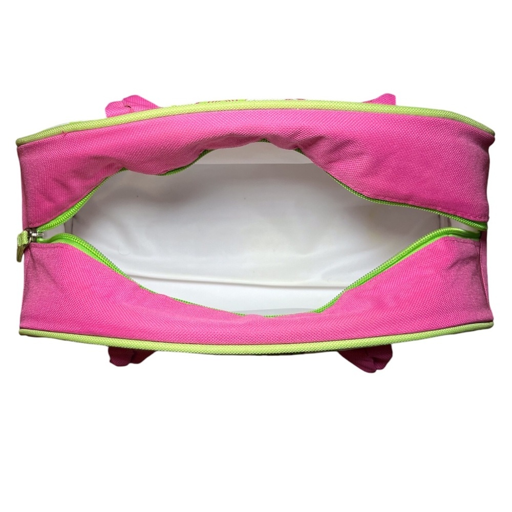 New Pink & Green Floral Print Canvas Initial "A" Insulated Lunch/ Makeup Bag - Picture 4 of 7